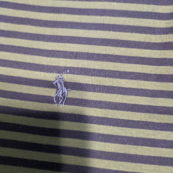 Polo olive green navy horizontal stripe size XL - Picture 2 of 5
